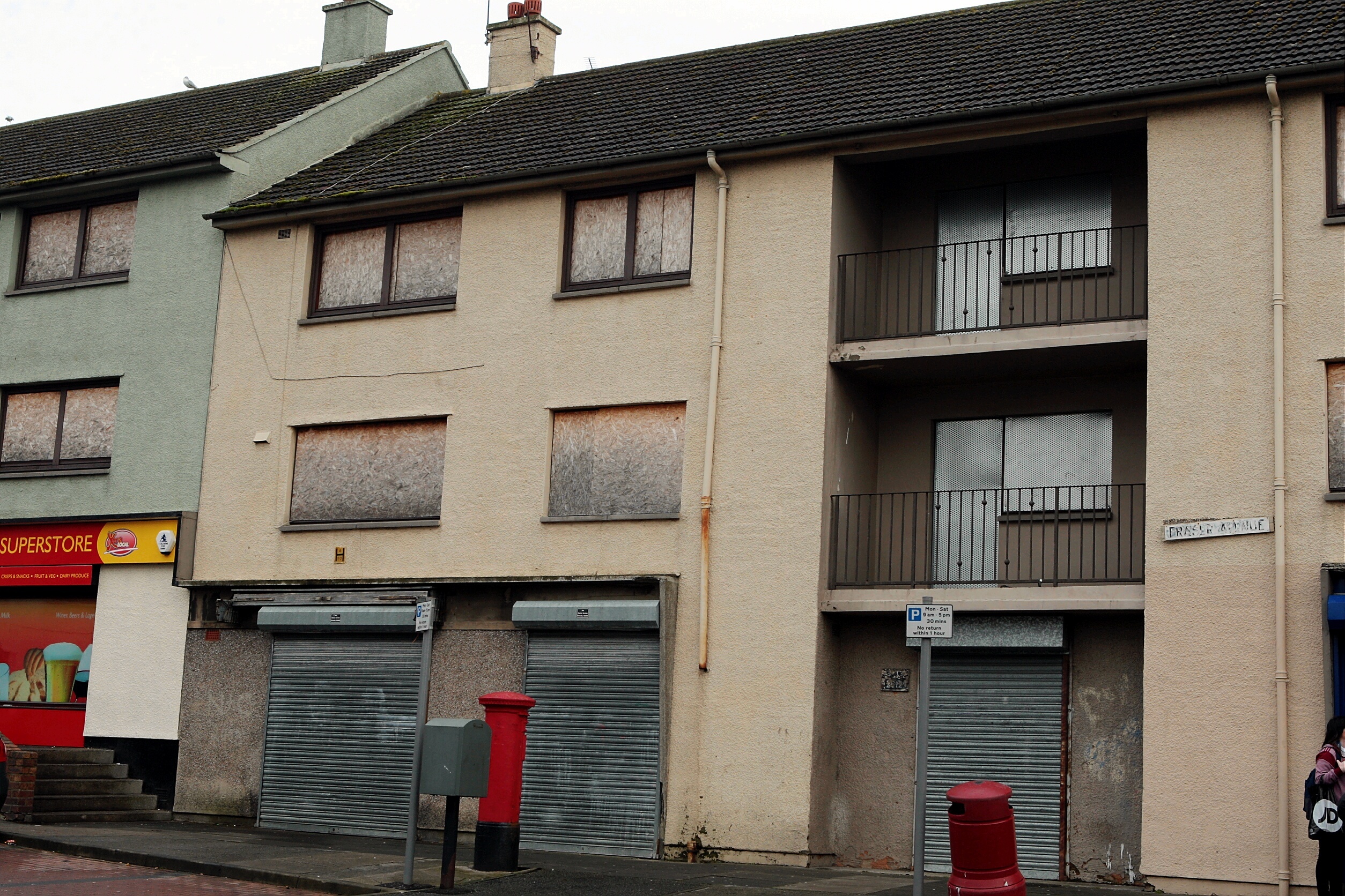 Boarded-up properties in Fraser Avenue.