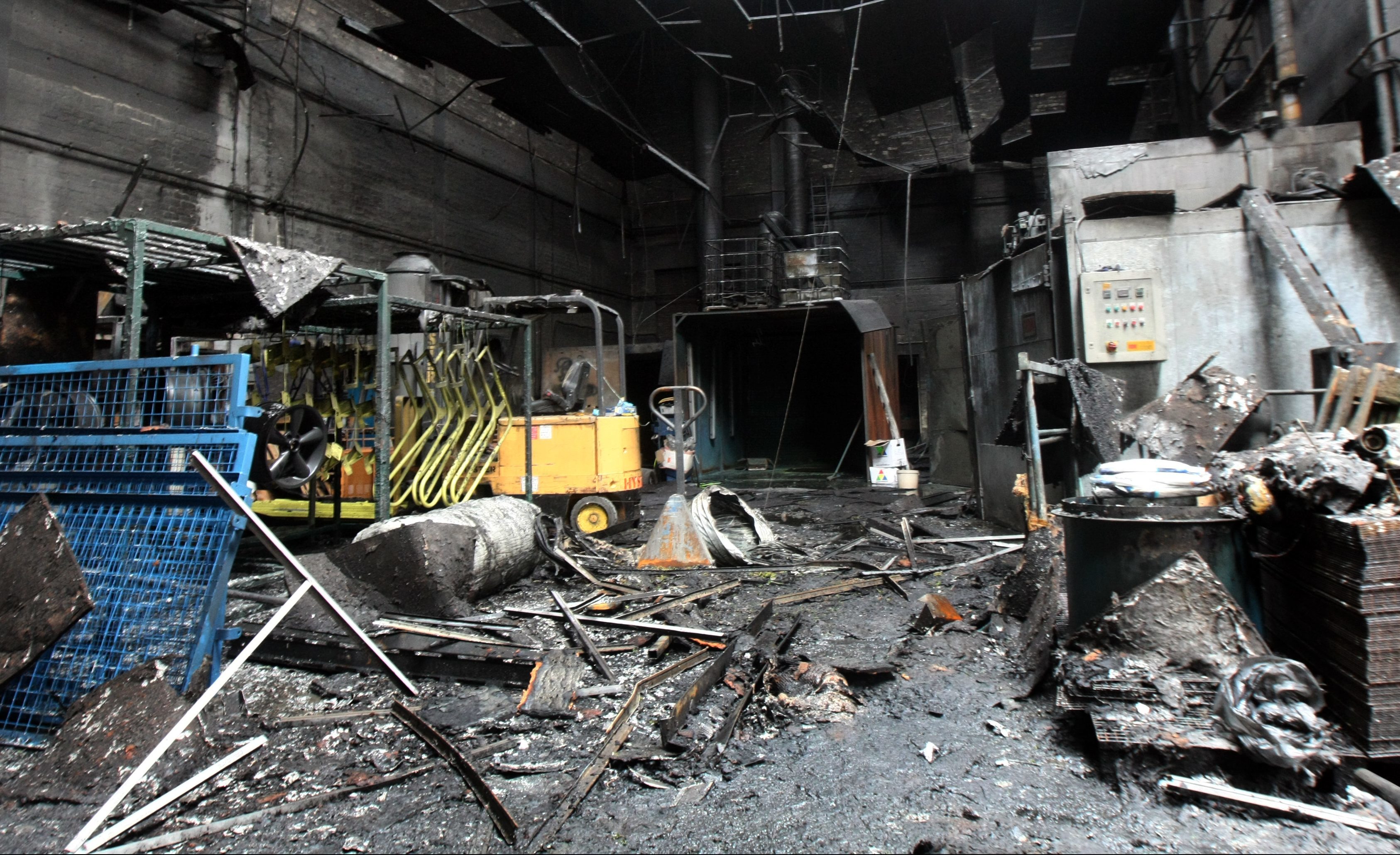 The fire-damaged unit.