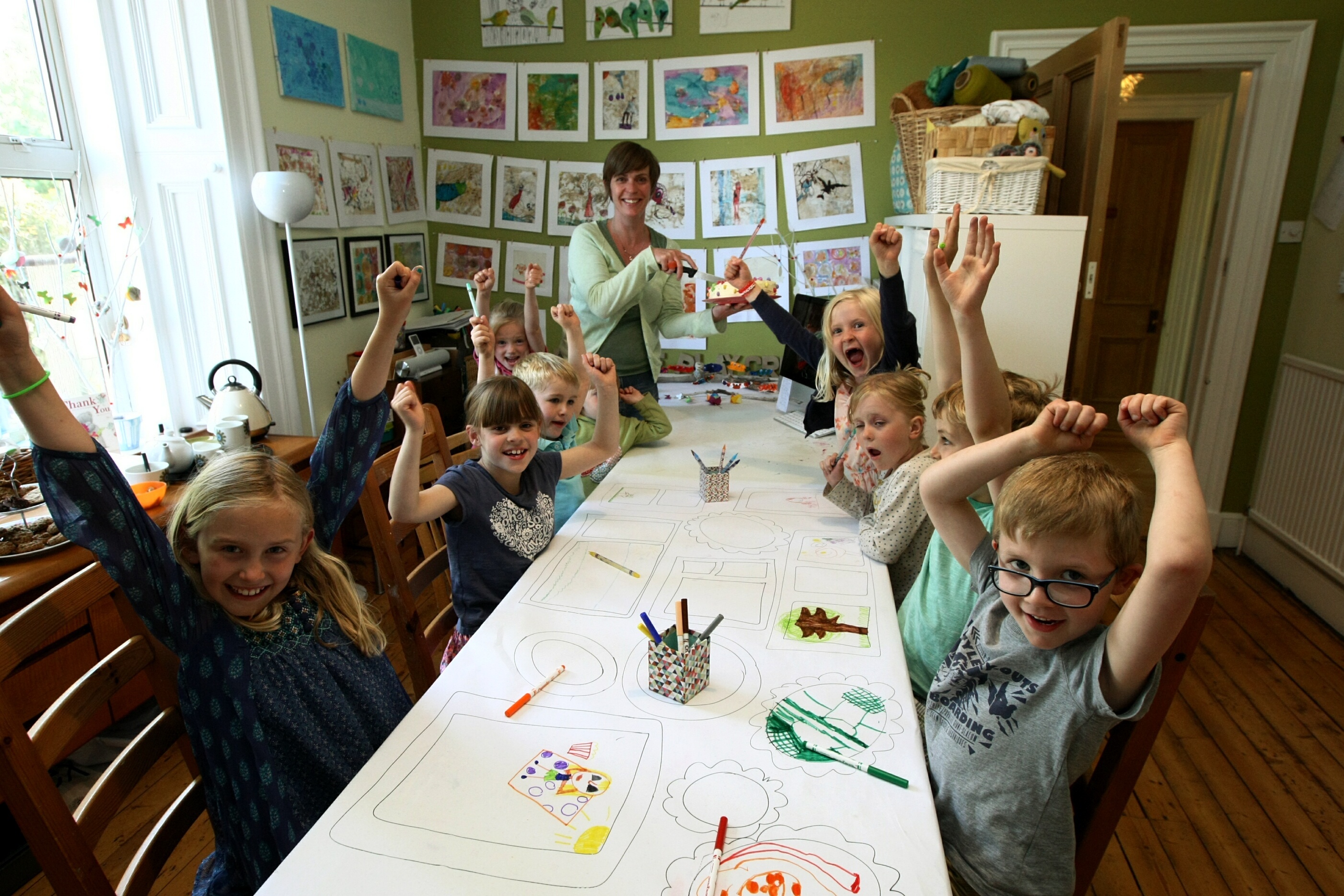 Victoria with some of her young artists.