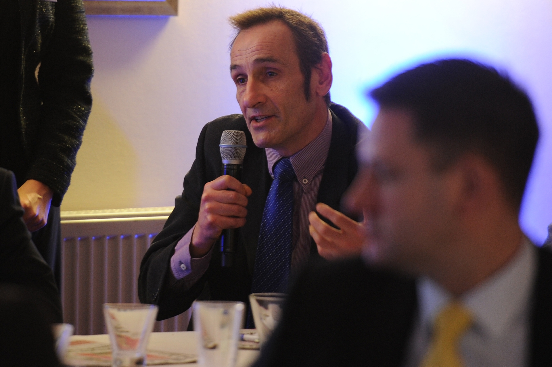 New Fife Chamber of Commerce CEO Alan Mitchell makes a point during a business discussion