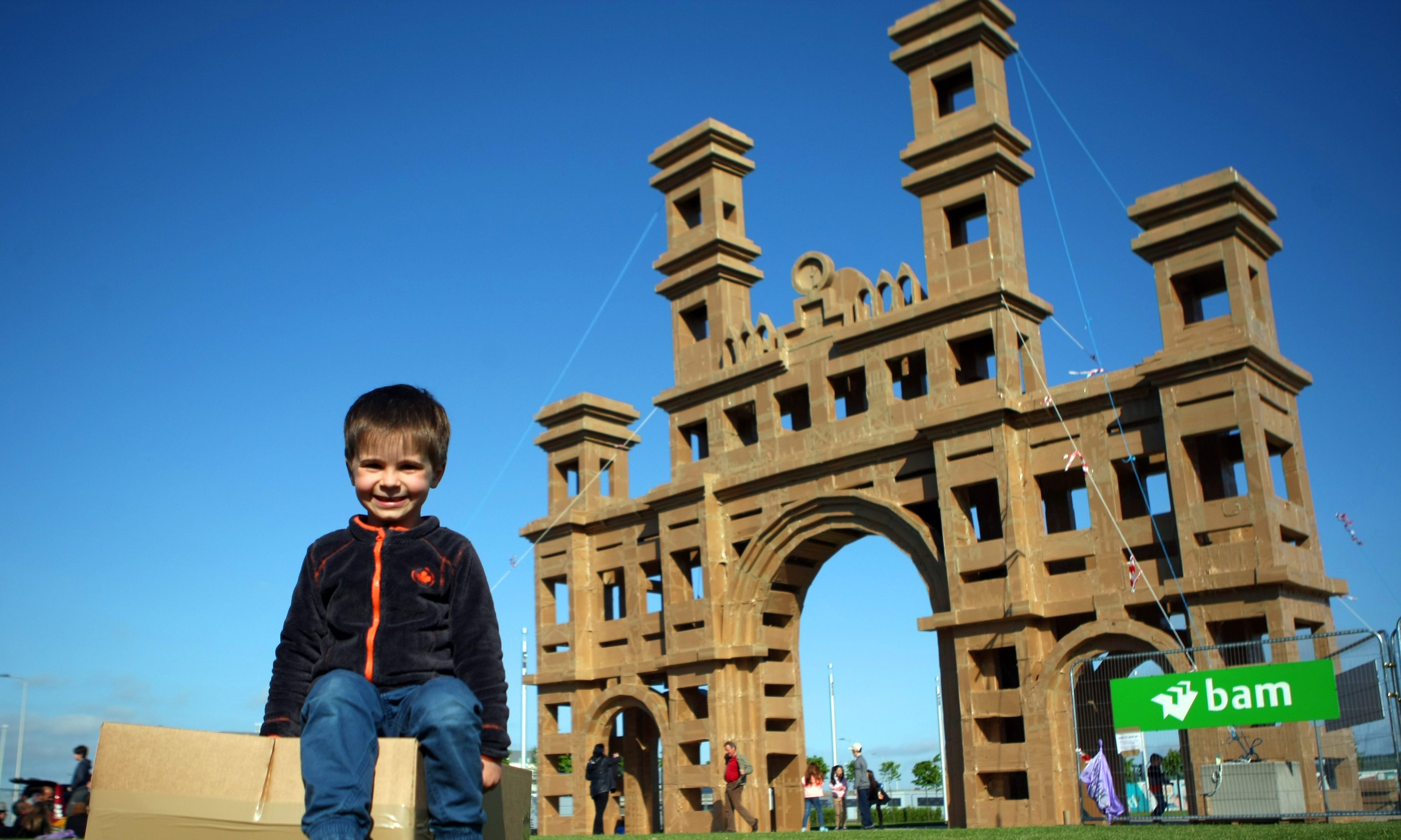 Tom Melville in front of the cardboard Royal Arch.