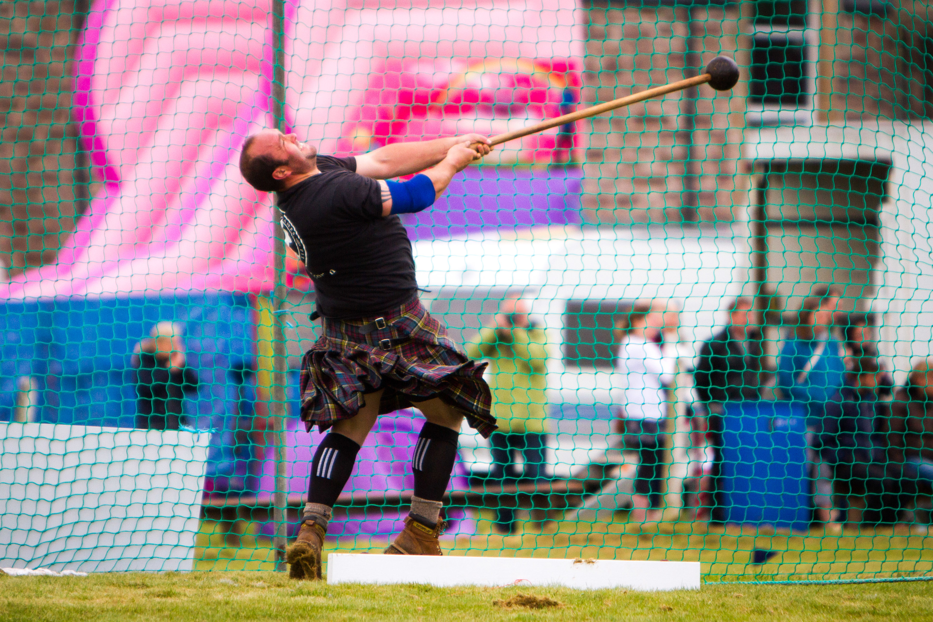 Stuart Anderson from Lochearnhead during the hammer throw at Blackford Highland Games