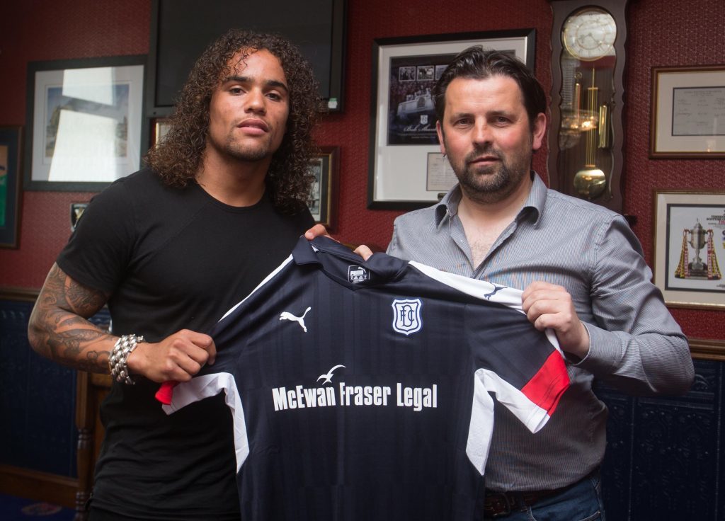 Dundee new boy Yordi Teijsse and Dundee manager Paul Hartley.