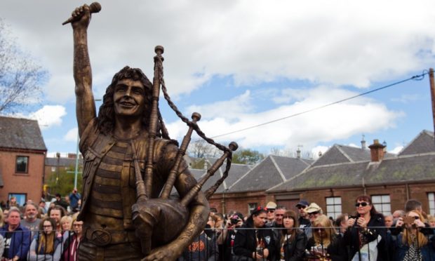 The Bon Scott statue in Kirriemuir