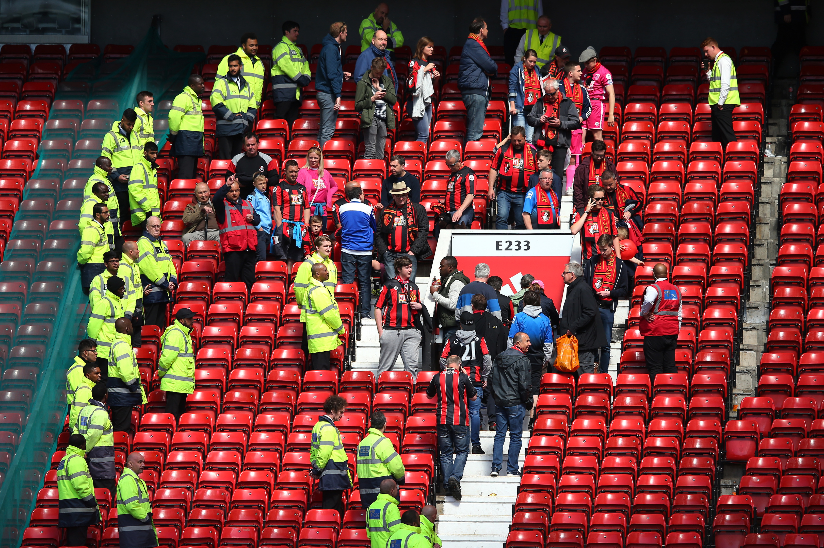 Fans being evacuated during the bomb scare.