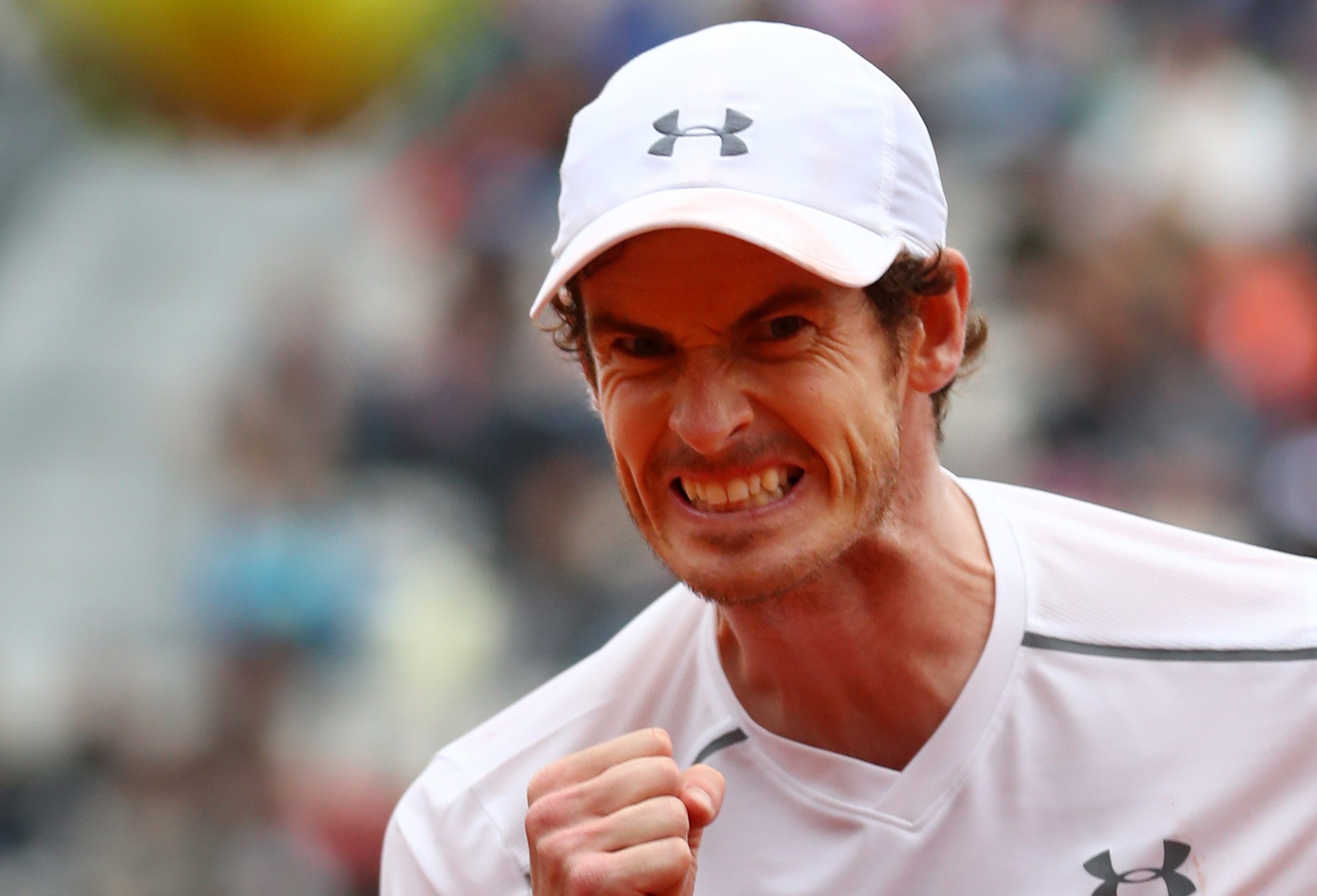 Andy Murray celebrates on his way to victory.