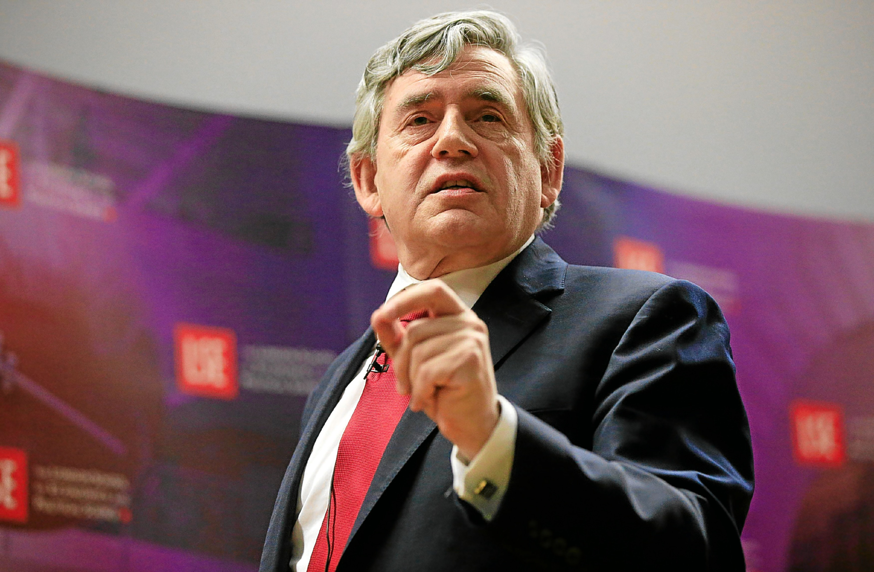 Former prime minister Gordon Brown speaks during the 'Britain: Leading, Not Leaving - the case for remaining in the European Union' event at the London School of Economics.