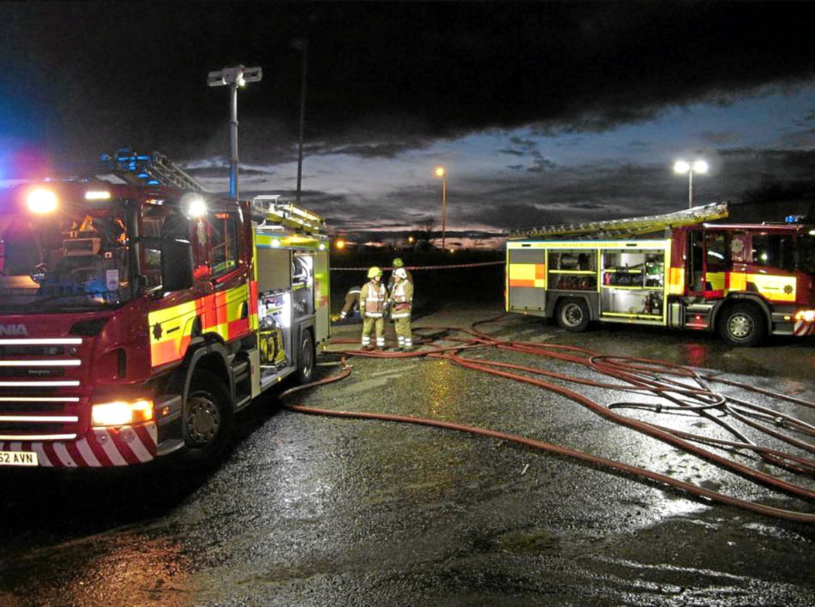 Firefighters attend at the derelict Whitfield Shopping Centre. It has been repeatedly targeted by fire-raisers.