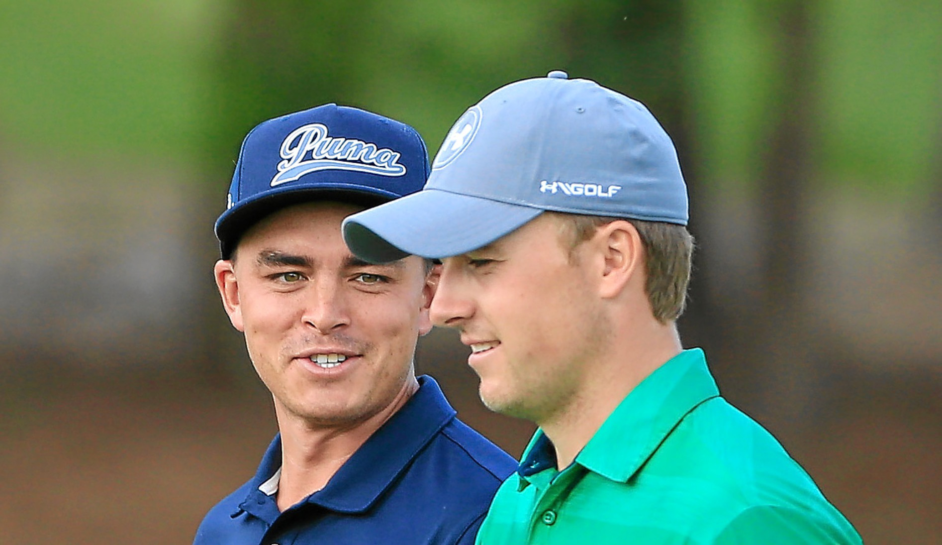 Rickie Fowler and Jordan Spieth during a practice round at TPC Sawgrass.