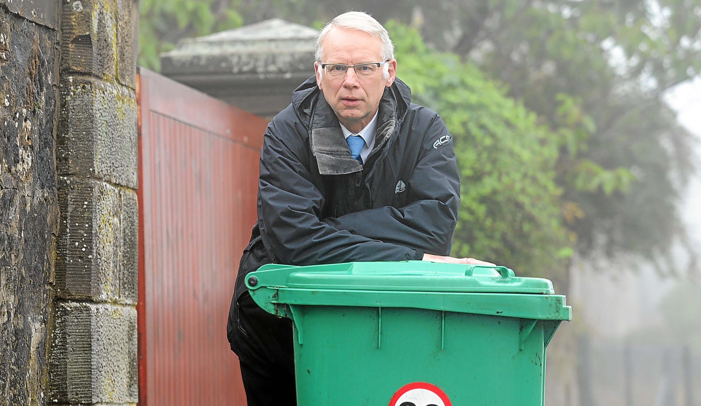 Glenrothes councillor John Wincott with one of his bins.