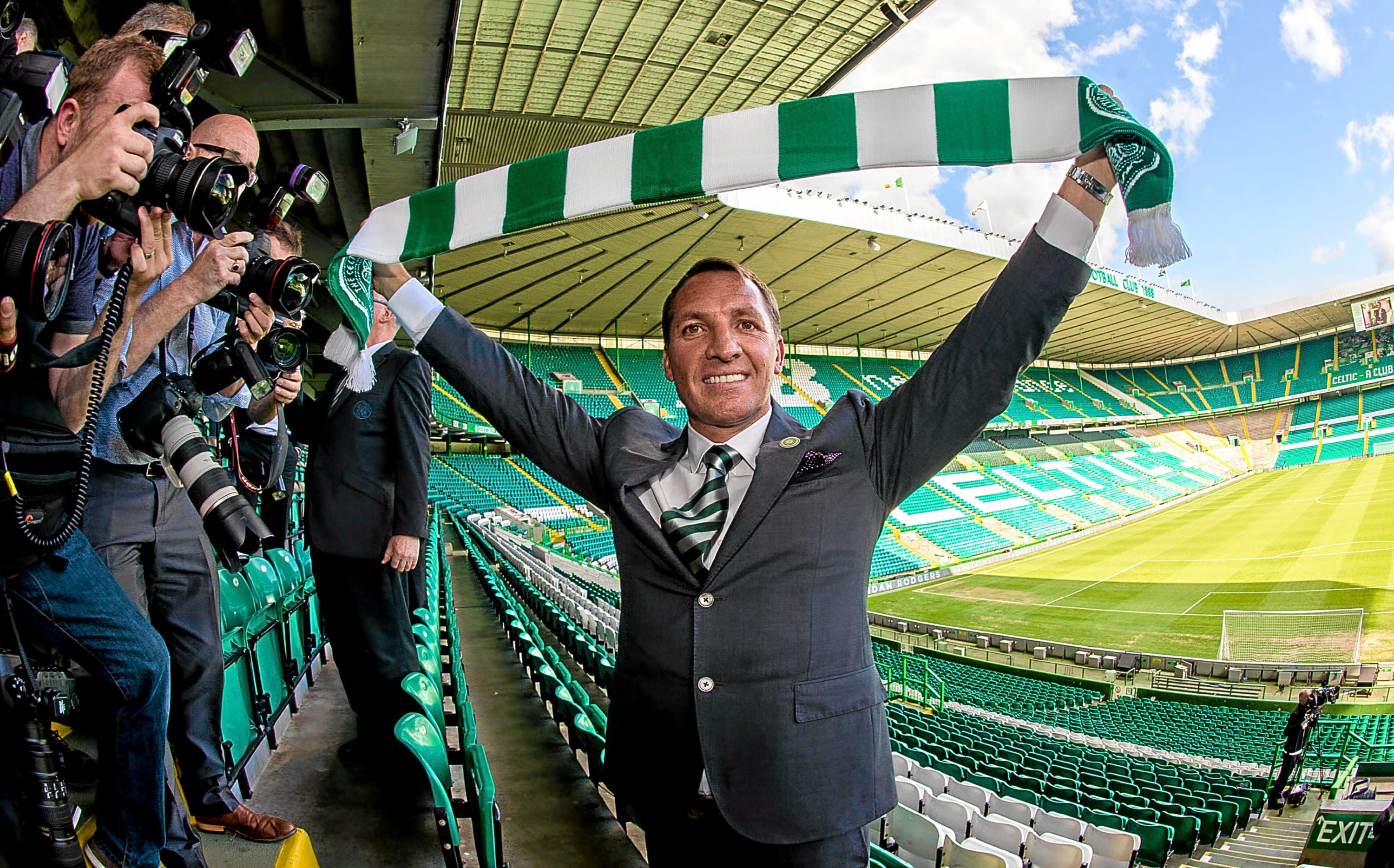 Brendan Rodgers arrives at Celtic Park.