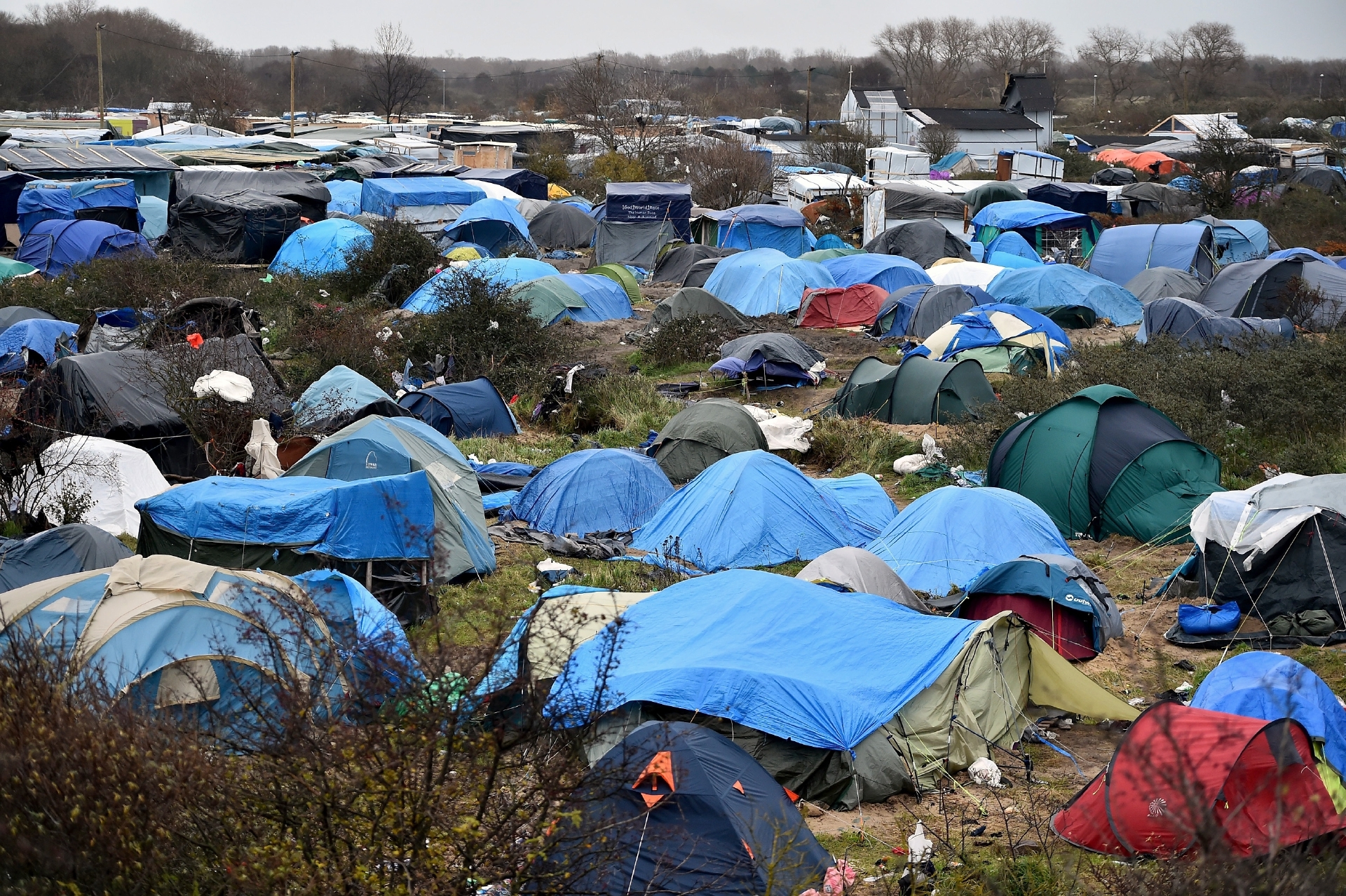 Migrant camps in Calais, France.