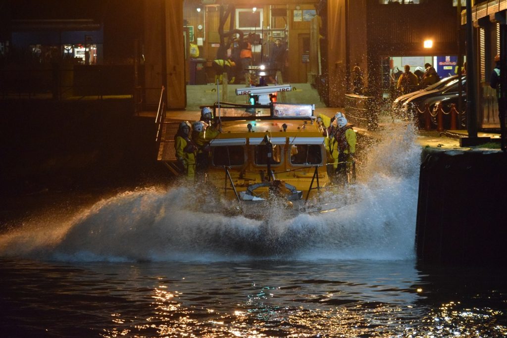 Arbroath all-weather lifeboat launches at night 2016 for files