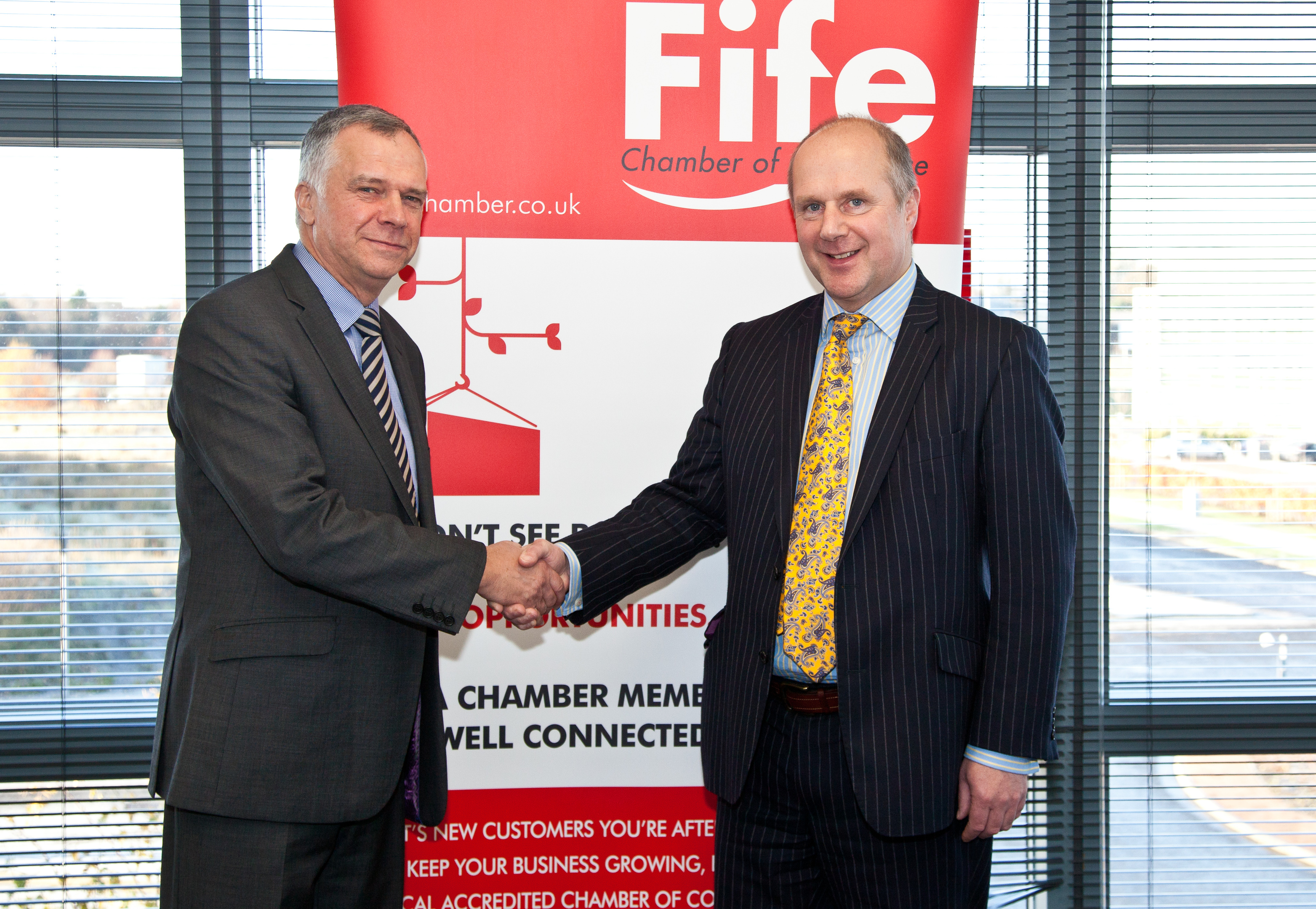 Outgoing Fife Chamber of Commerce chief executive Eric Byiers took up the role in 2013. He was welcomed to the post by then president John Kilgour. 
