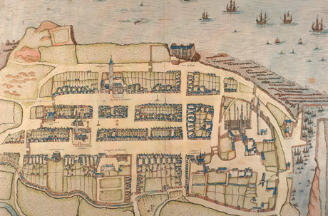 An historic map of St Andrews from the era of Flemish traders