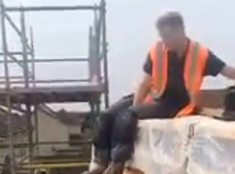 The construction worker was lifted "30 feet" into the air by forklift