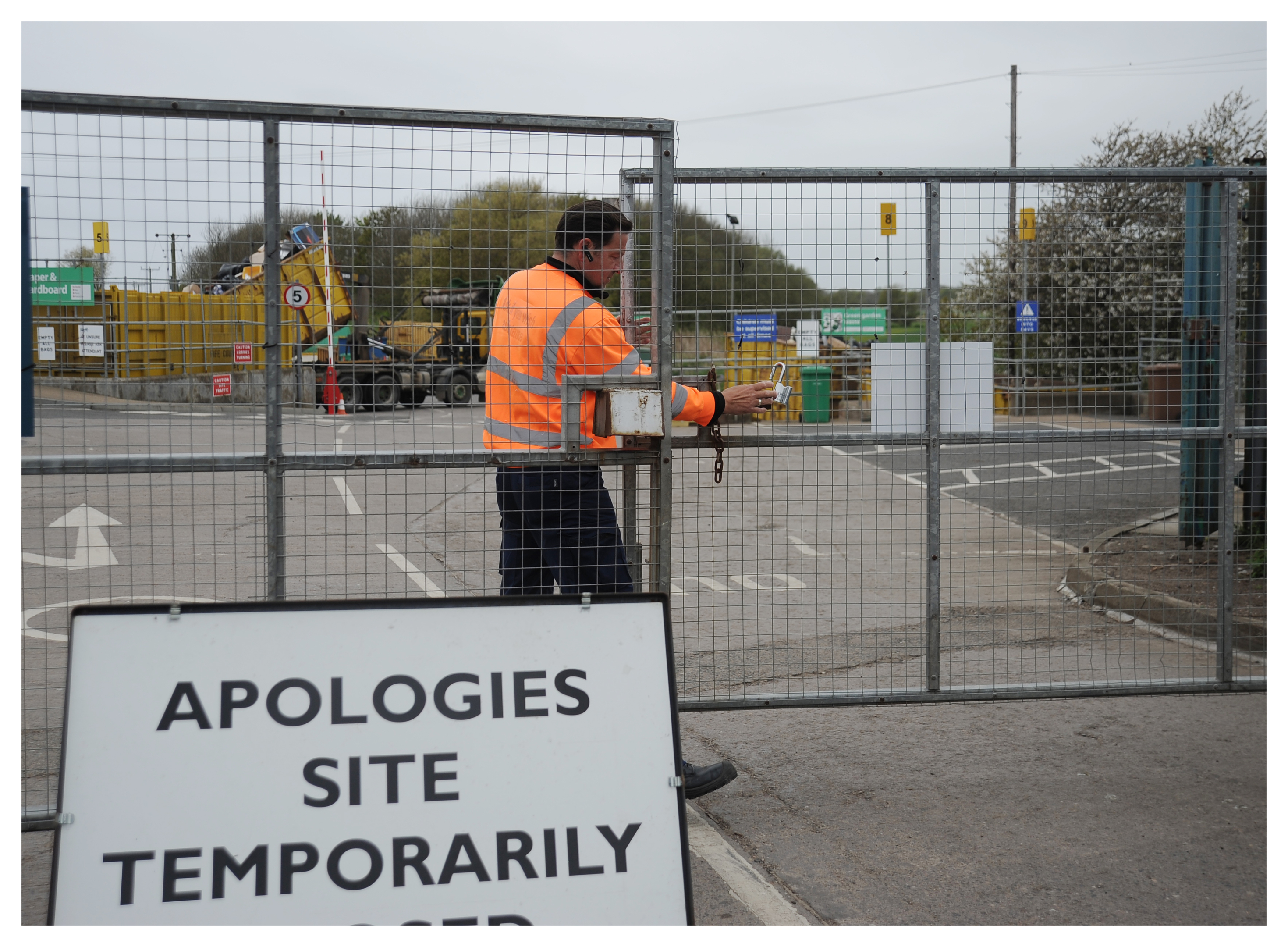 A worker preparing to reopen the Pittenweem recycling centre after the disruption.