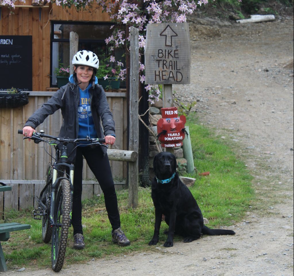 Gayle and her dog Toby at Comrie Croft.