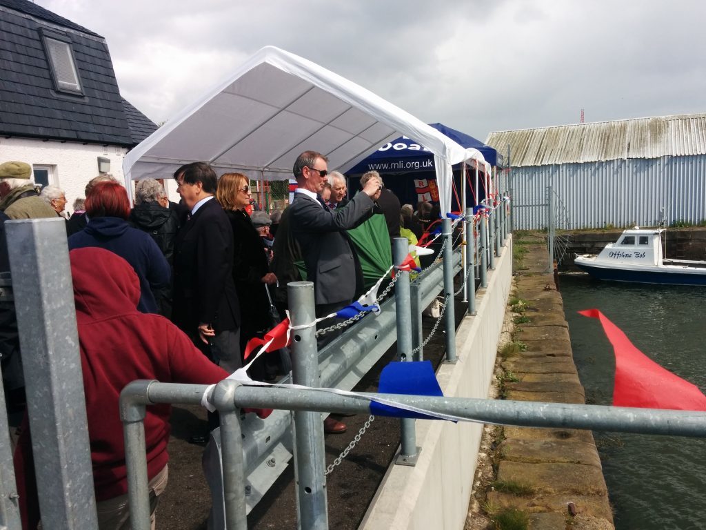 A busy scene at the Montrose Lifeboat Station during the naming ceremony.