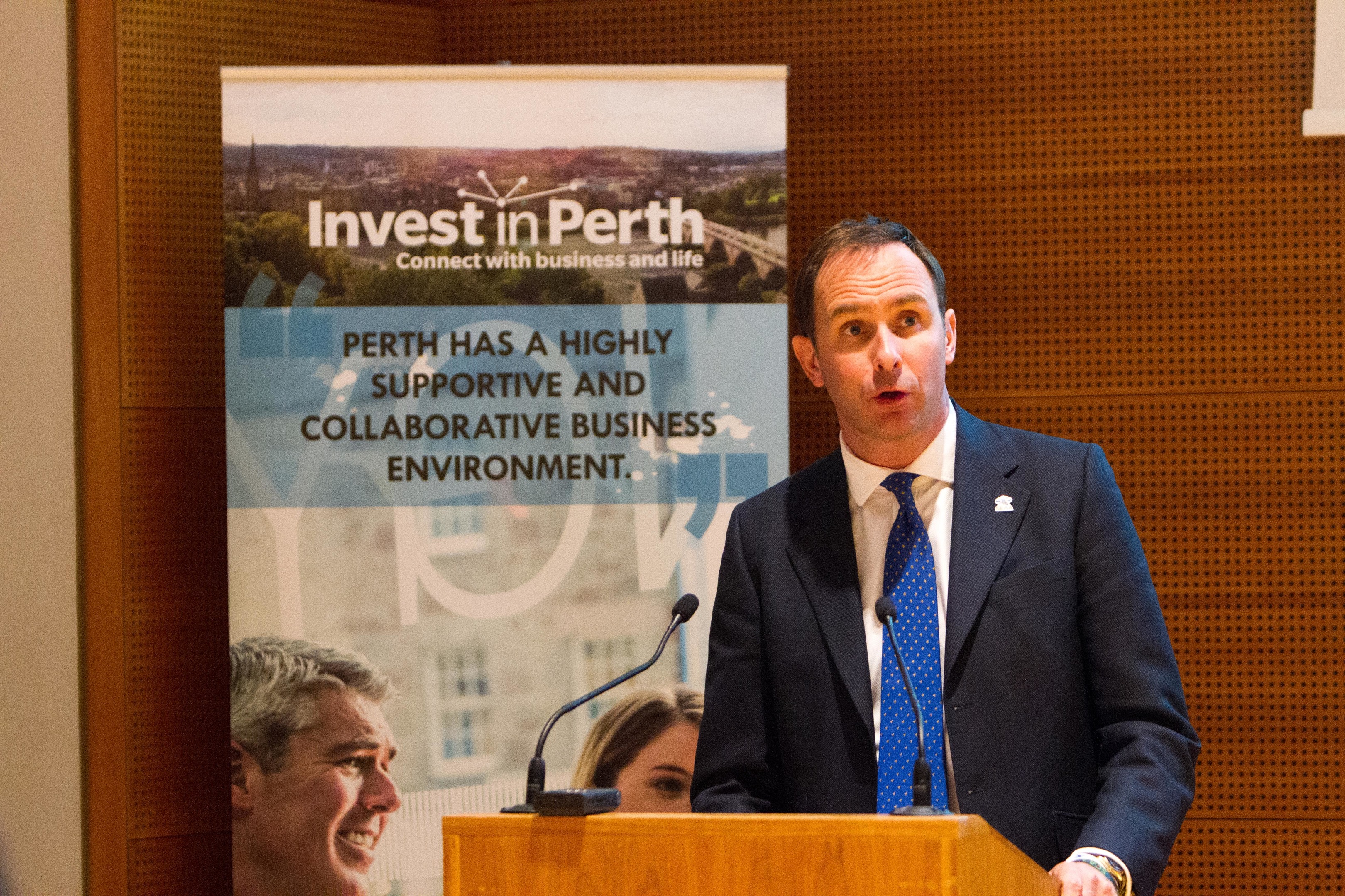 John Bullough speaking at an Invest in Perth meeting in 2015.