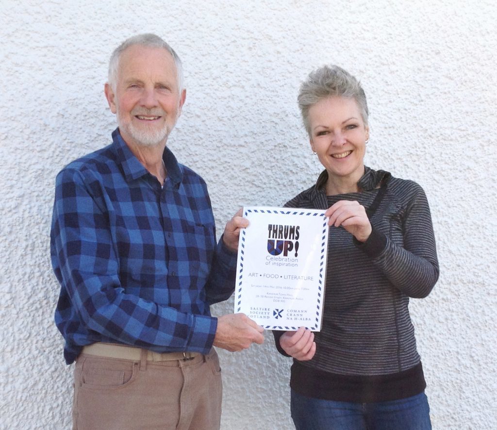 Saltire Society committee member Andrew Lendrum from Kirriemuir with local photographer and digital artist Catherine McIntyre. 