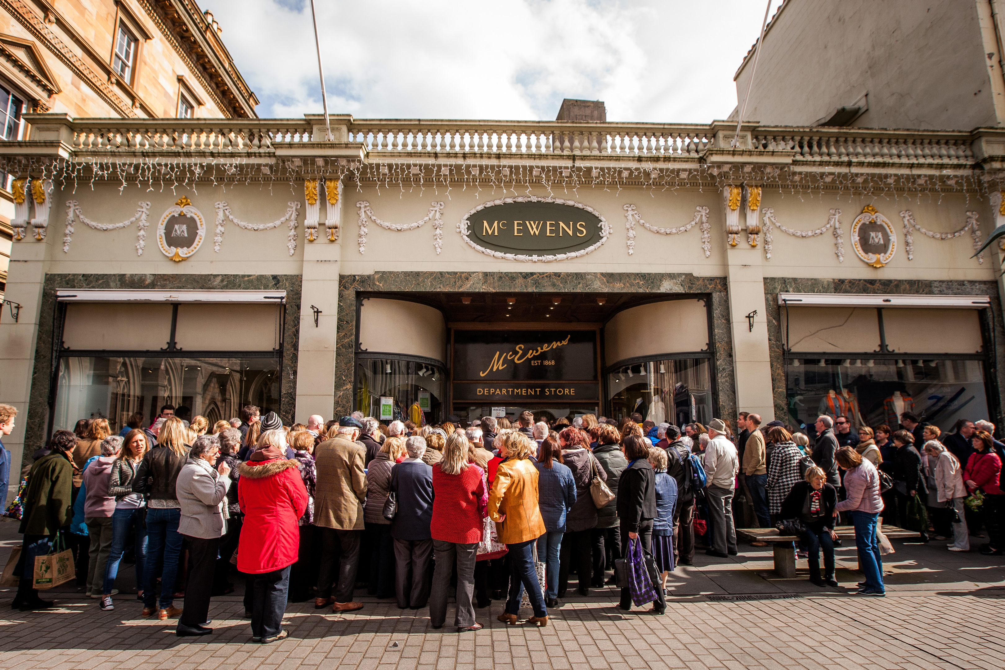 Crowds descend on McEwens at the start of its closing down sale earlier this year.
