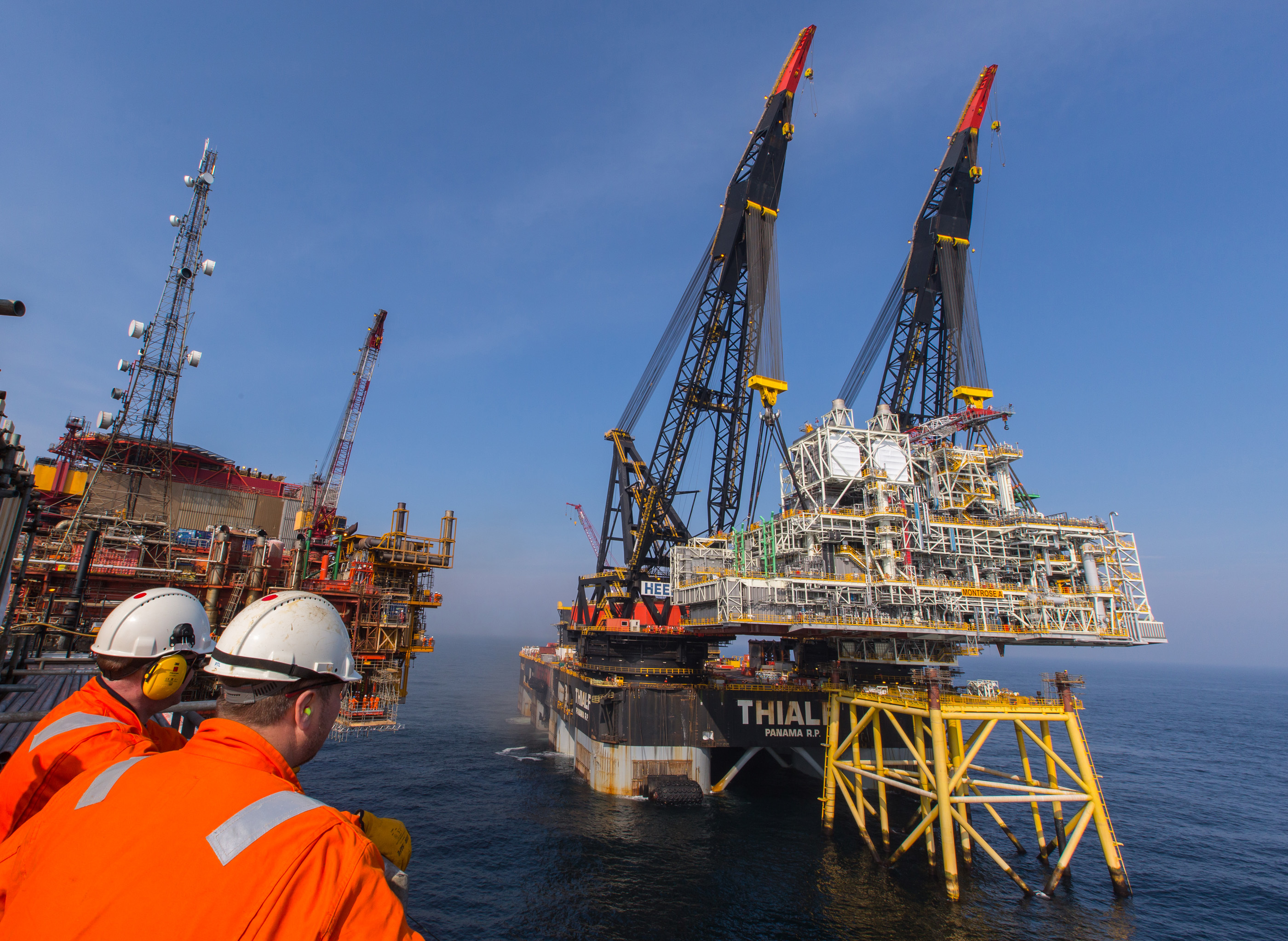 The new platform being installed in the North Sea.