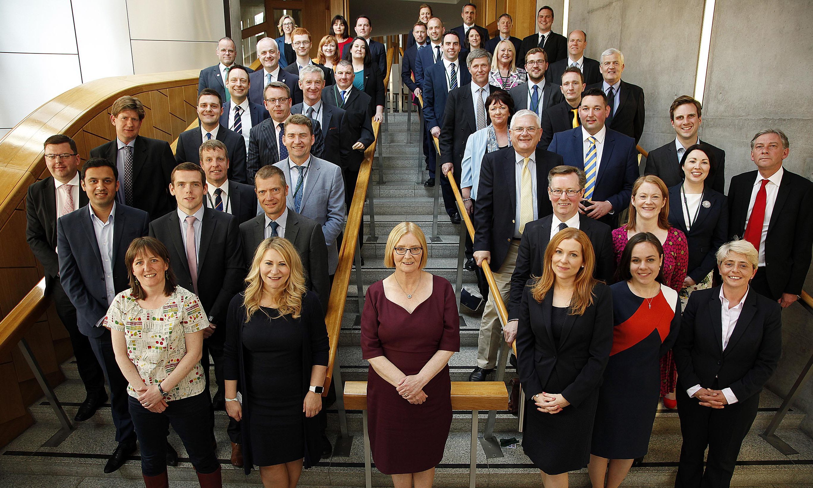 Presiding Officer Tricia Marwick with the new intake of MSPs who were elected to parliament.