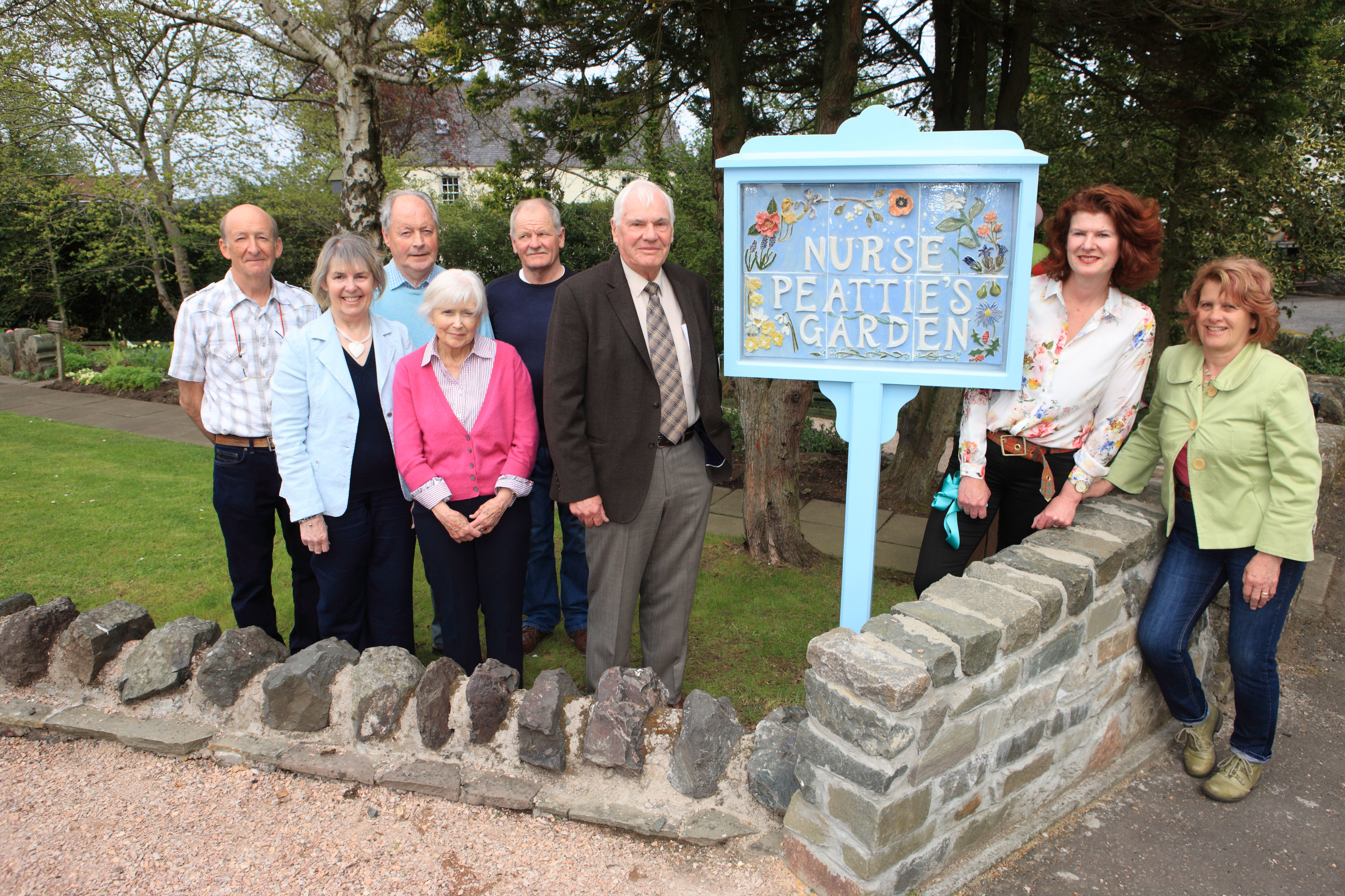 The unveiling of the sign at Nurse Peatties in Abernethy.