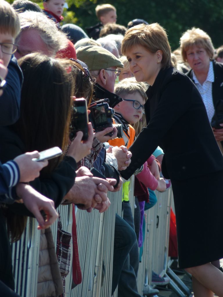 First Minister Nicola Sturgeon meets crowds in South Queensferry.