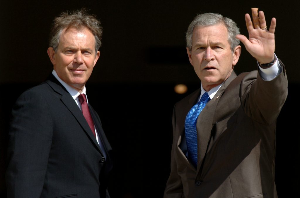 Tony Blair pledged the UK's support for the Iraq War to President George W Bush.