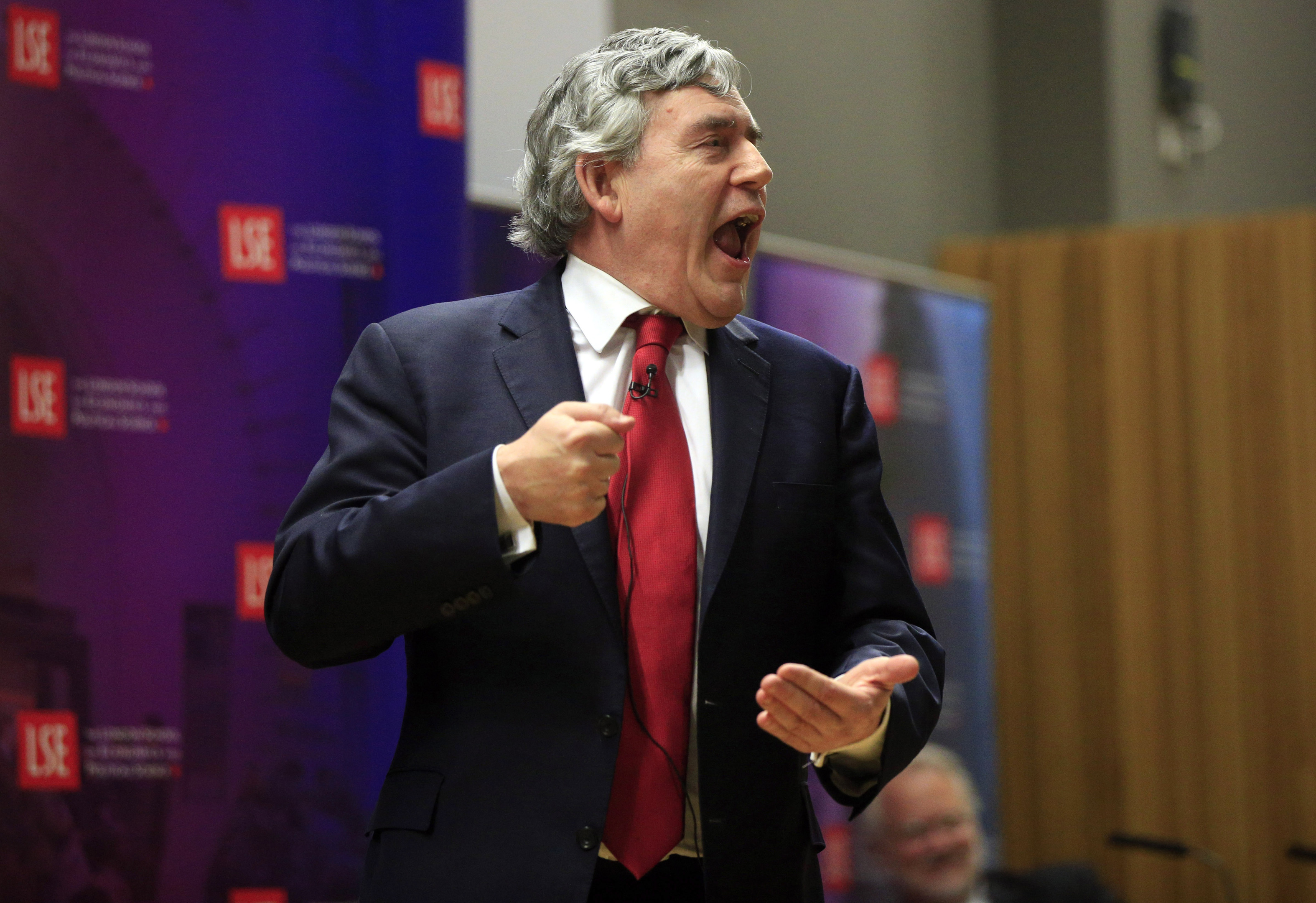 Gordon Brown delivering a passionate speech