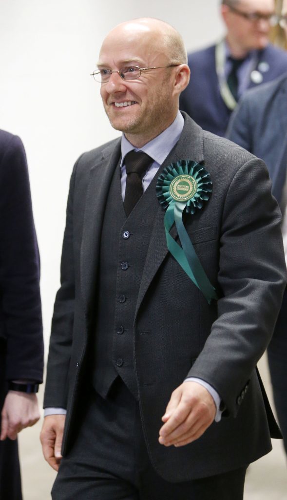 Co-convener of the Scottish Green Party Patrick Harvie arrives at the count in Glasgow.