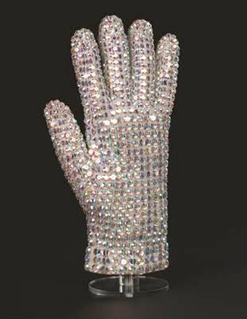 Undated handout photo issued by Profiles in History of a glove was worn by Michael Jackson on his 1992 Dangerous world tour which is going on sale at the Icons of Hollywood auction on June 29, along with costumes from Britney Spears, Katy Perry and Alicia Keys. PRESS ASSOCIATION Photo. Issue date: Tuesday May 17, 2016. See PA story SALE Prince. Photo credit should read: Profiles in History/PA Wire NOTE TO EDITORS: This handout photo may only be used in for editorial reporting purposes for the contemporaneous illustration of events, things or the people in the image or facts mentioned in the caption. Reuse of the picture may require further permission from the copyright holder.