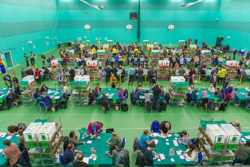 The first ballot box is opening at the Scottish Parliament Elections 2016 at Michael Woods Sports Centre in Glenrothes
