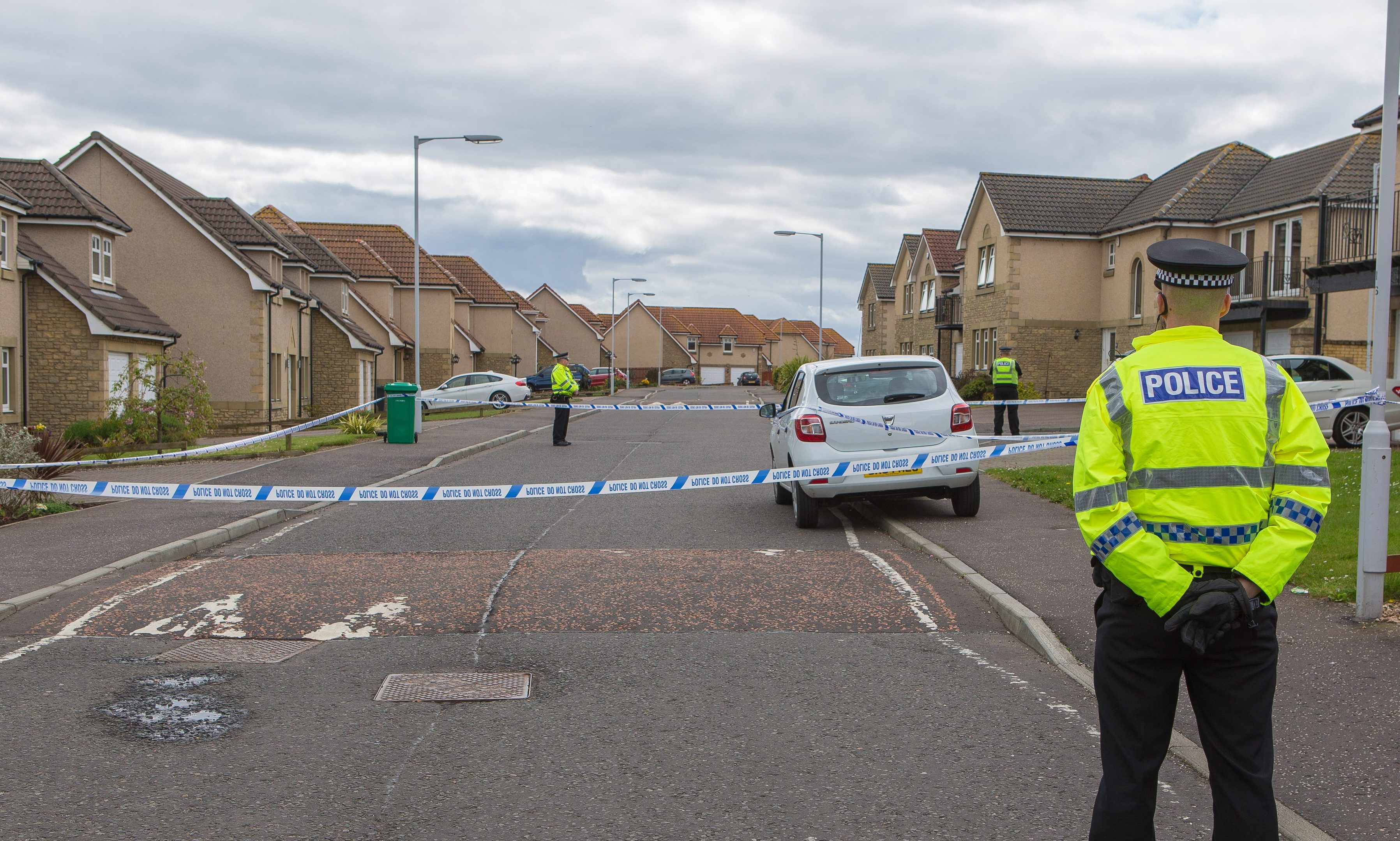 Police Scotland cordon off the scene after the reports of gunfire.