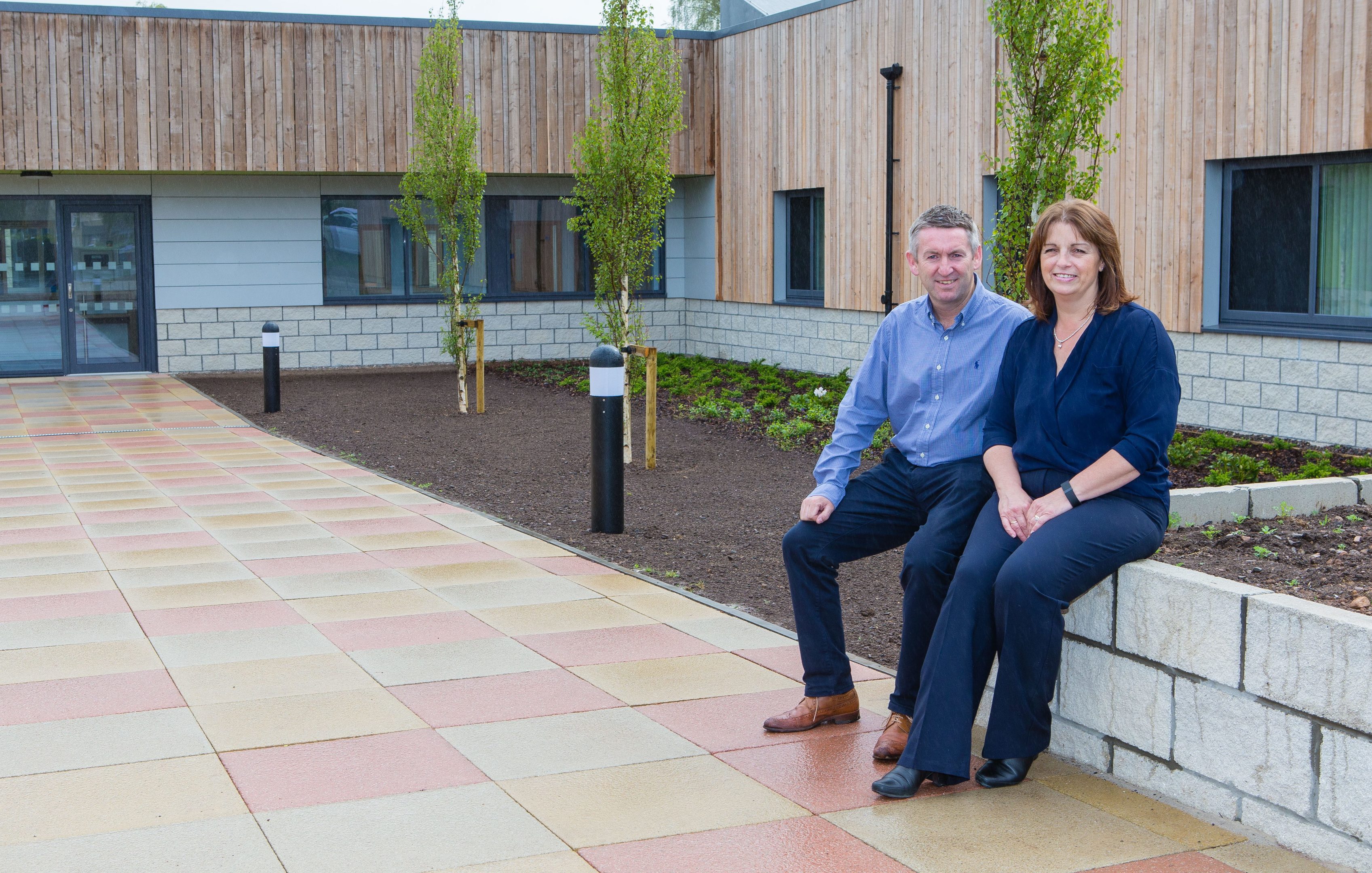 Clinical Service manager Lesley Tweedie and Head of Estates, Project Director Alan Lawson outside the new Intensive Psychiatric Care Unit at Stratheden Hospital.
