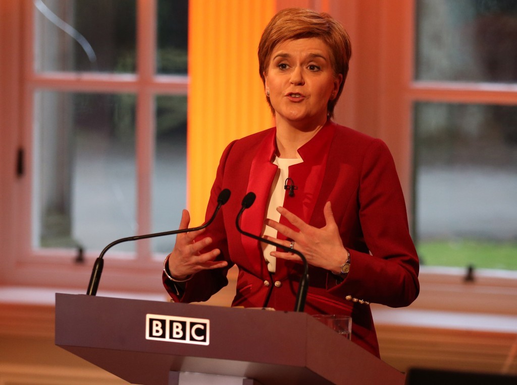Scottish National Party leader Nicola Sturgeon during the TV debate.