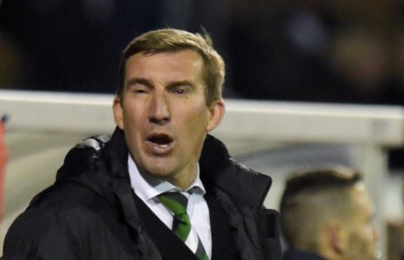 Alan Stubbs appealing to a linesman on Wednesday night.