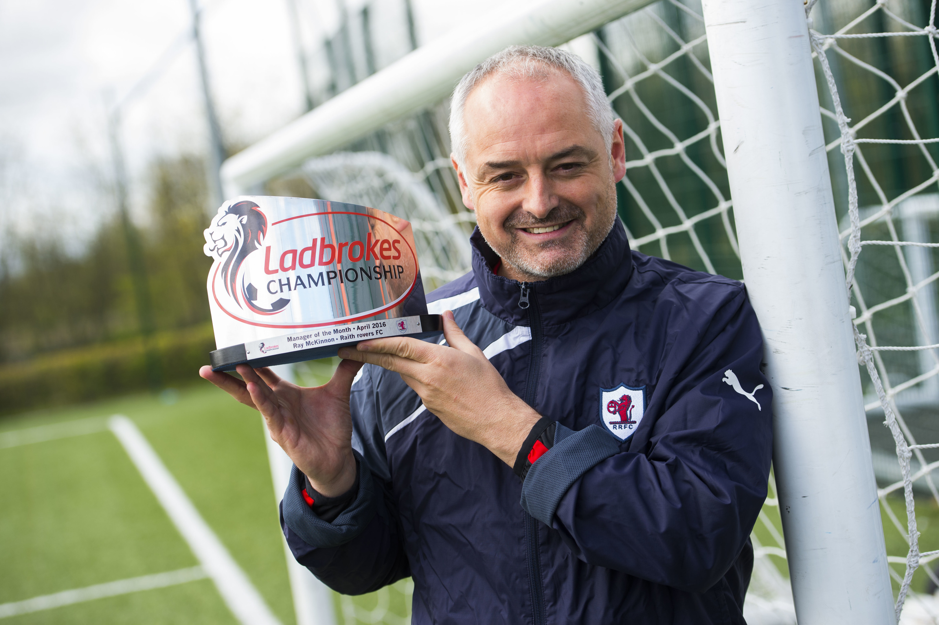 Raith Rovers Ray McKinnon is awarded the Ladbrokes Manager of the Month award for April.