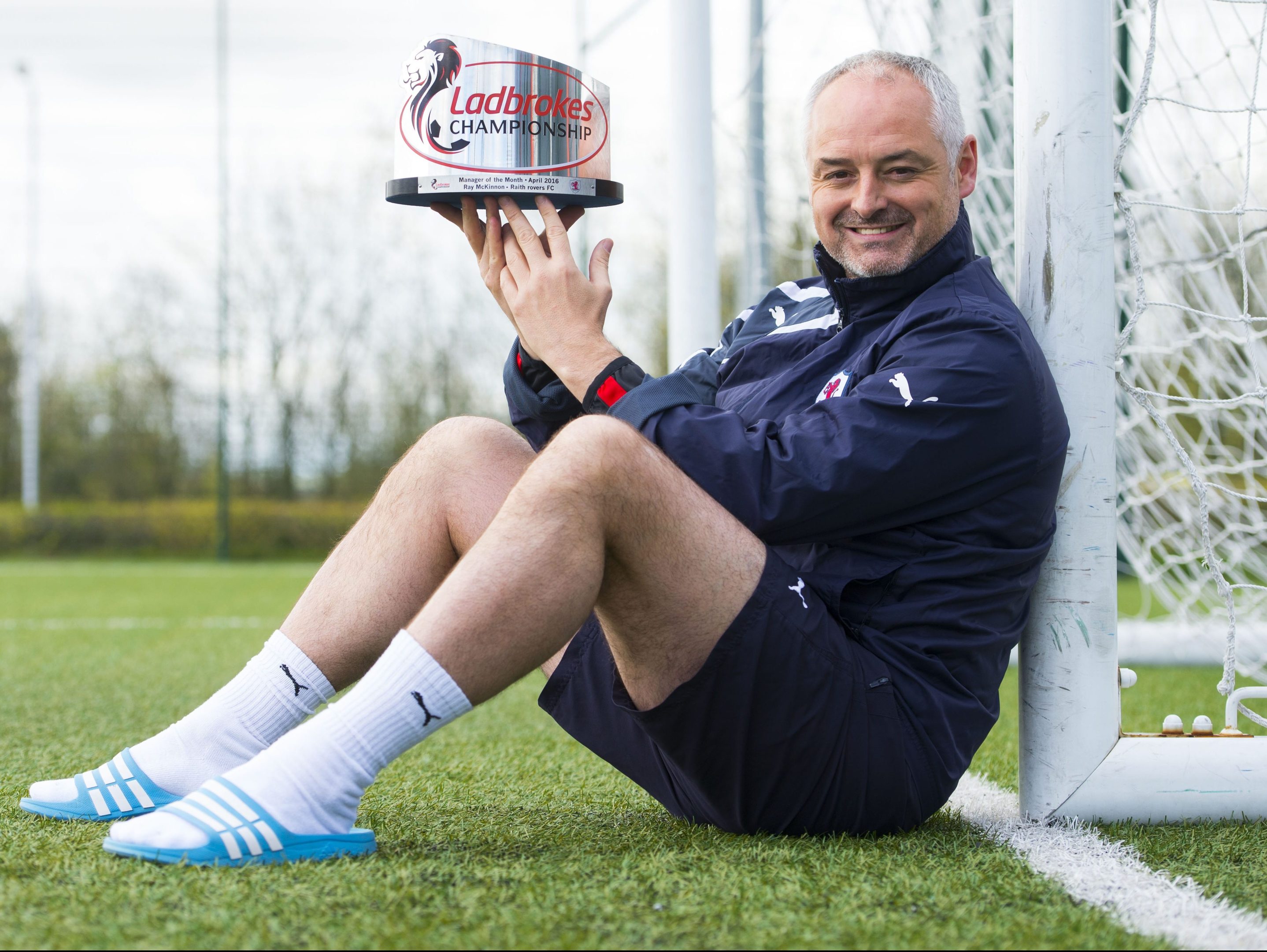Ray McKinnon with his manager of the month award.