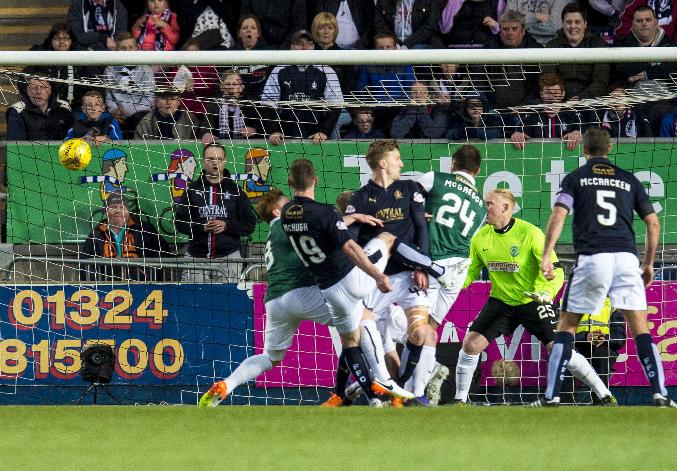 Falkirk's Bob McHugh scores his side's winning goal.