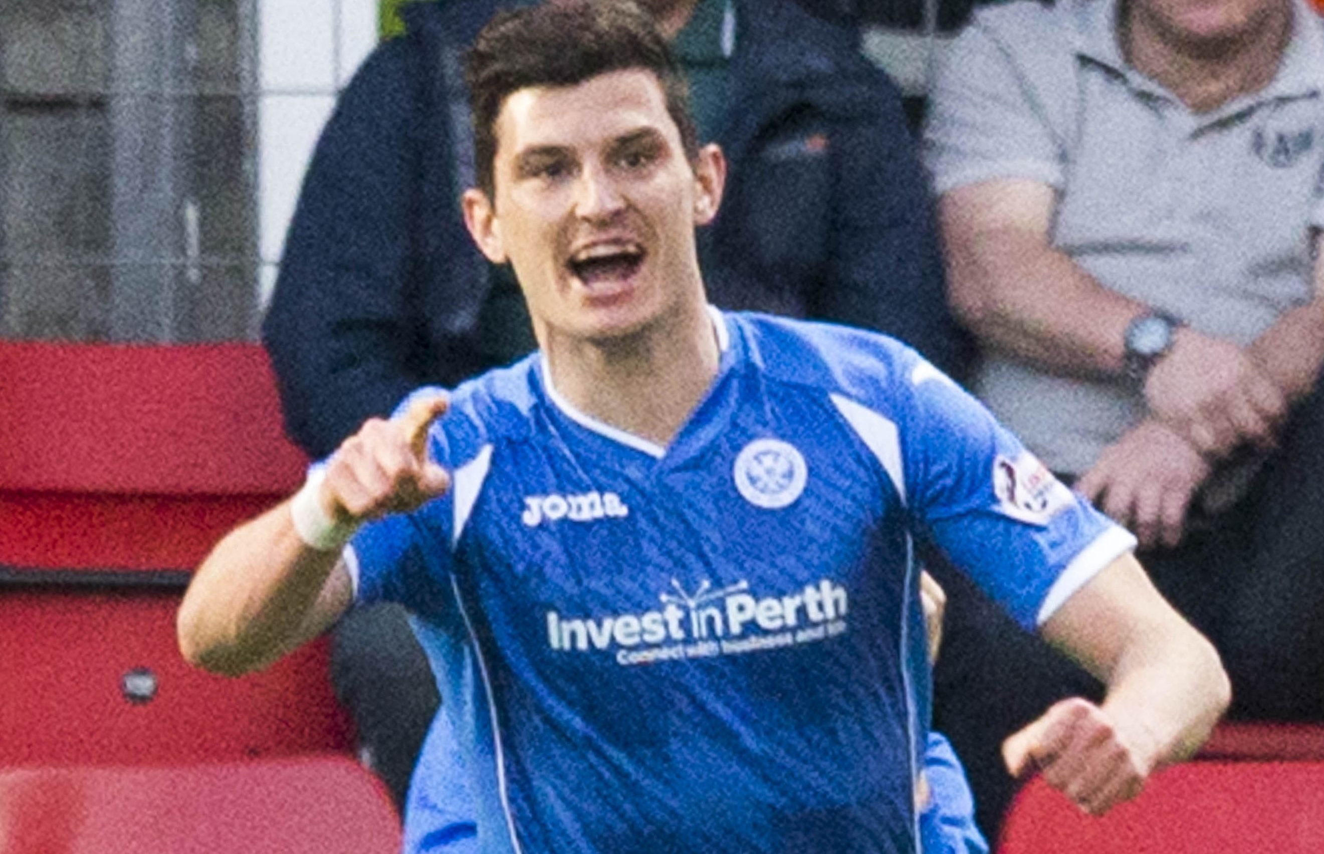 Graham Cummins celebrates scoring his side's winning goal against Celtic.