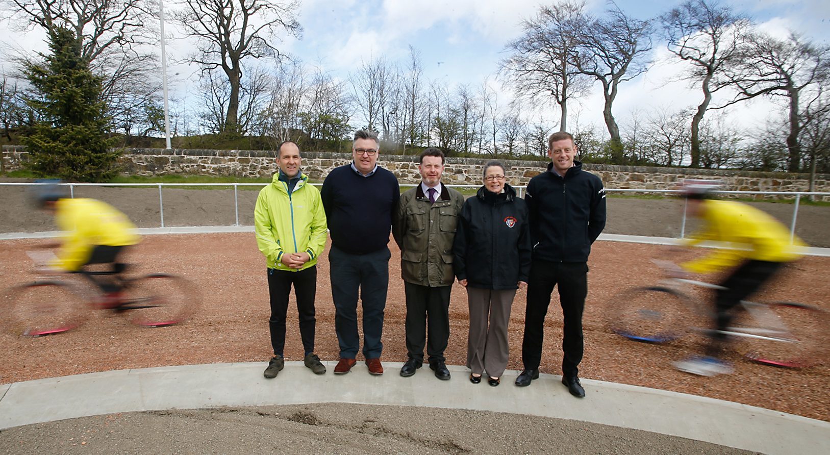 Andrew Baird, Craig Masson, Cllr Mark Hood, Jackie Campbell and Ben Geyer at the official opening.