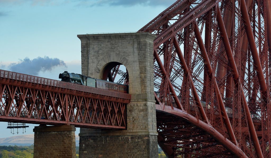 The Flying Scotsman Travels Over The Forth Bridge