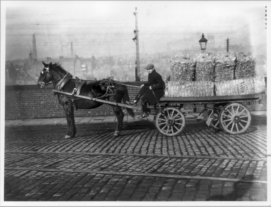 Jute being transported by horse and cart