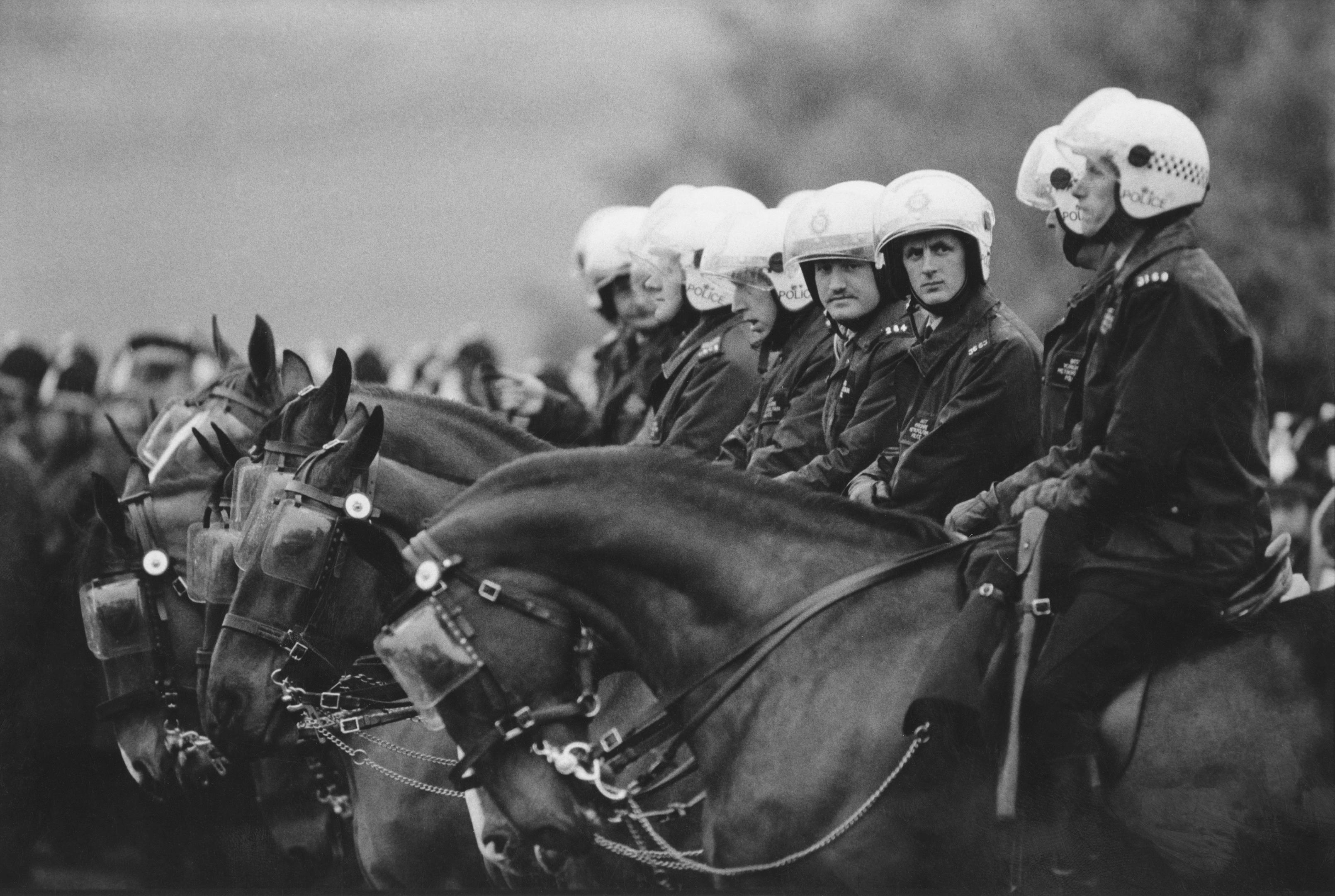 Mounted police during the 1984 miners' strike