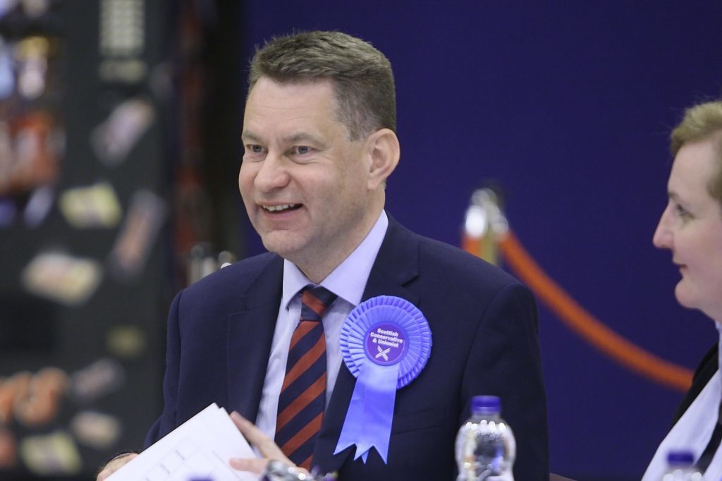 Murdo Fraser at the count in Perth.