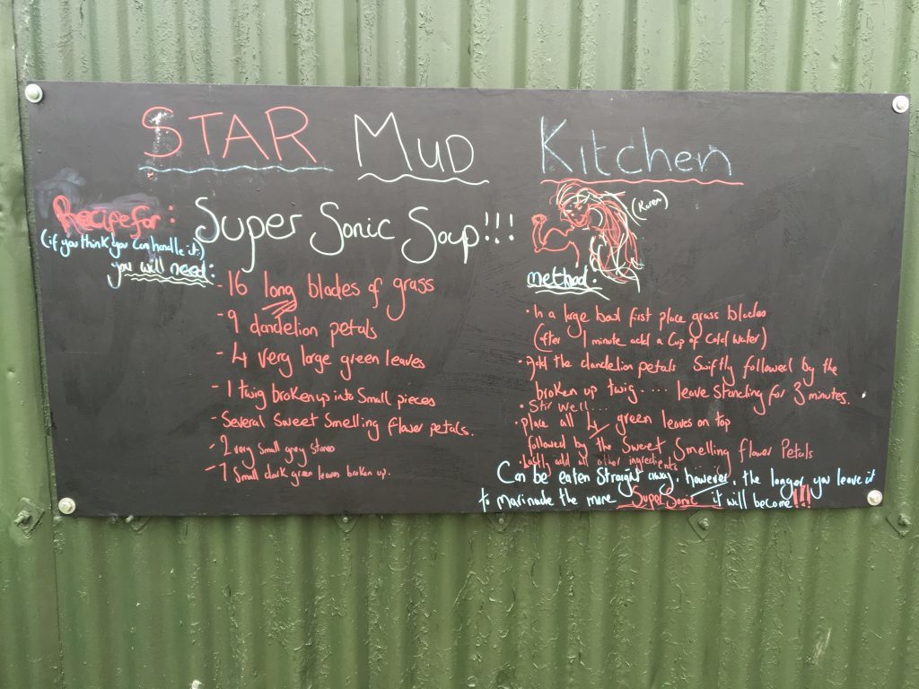 A 'Mud kitchen' where children are free to make a mess