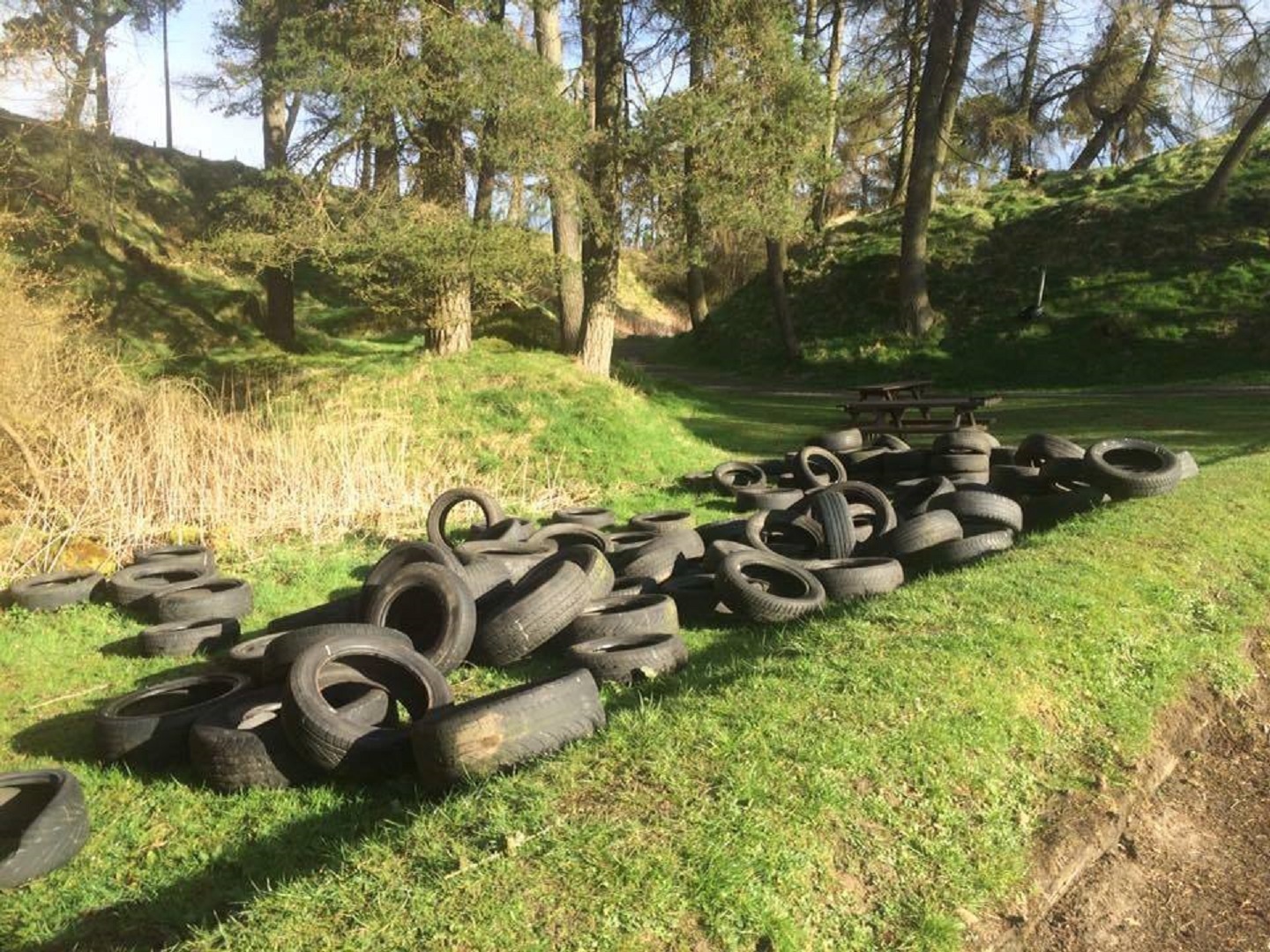 The tyres dumped near the Craigmead car park.